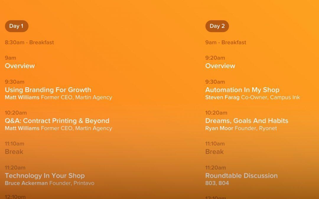 PrintHustlers Conf 2018 Schedule